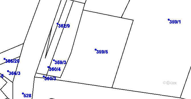 Parcela st. 359/5 v KÚ Charvatce u Loun, Katastrální mapa