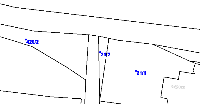 Parcela st. 21/2 v KÚ Mnichov u Loun, Katastrální mapa