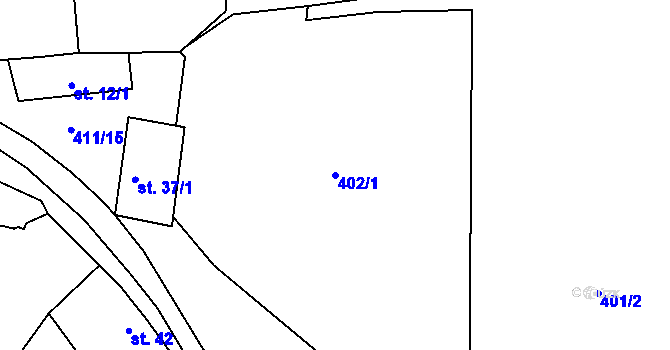 Parcela st. 402/1 v KÚ Mnichov u Loun, Katastrální mapa