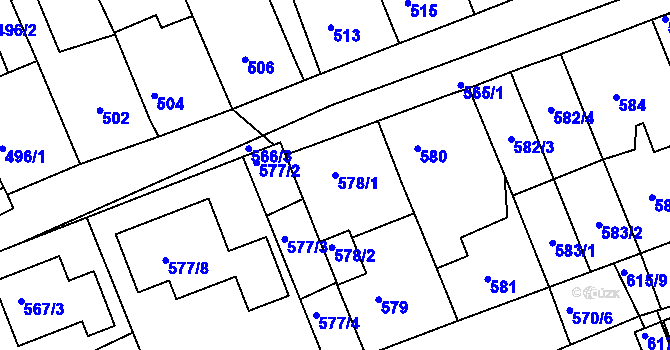 Parcela st. 578/1 v KÚ Charvátská Nová Ves, Katastrální mapa