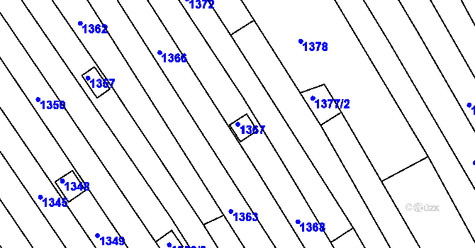 Parcela st. 1367 v KÚ Charvátská Nová Ves, Katastrální mapa