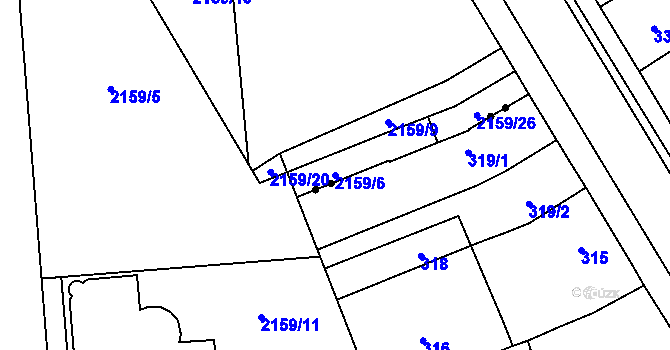Parcela st. 2159/6 v KÚ Charvátská Nová Ves, Katastrální mapa