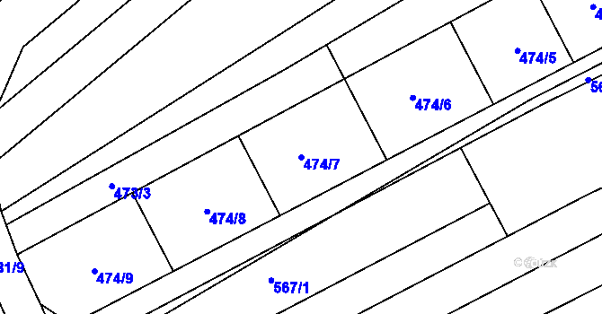 Parcela st. 474/7 v KÚ Charvátská Nová Ves, Katastrální mapa