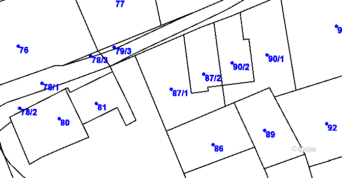 Parcela st. 87/1 v KÚ Charváty, Katastrální mapa