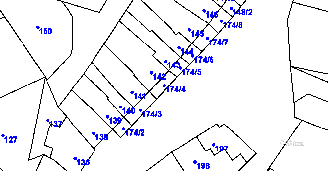 Parcela st. 174/4 v KÚ Charváty, Katastrální mapa