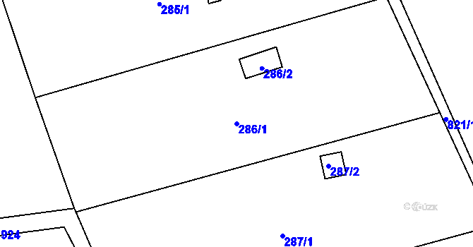 Parcela st. 286/1 v KÚ Charváty, Katastrální mapa