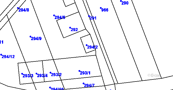 Parcela st. 294/2 v KÚ Charváty, Katastrální mapa
