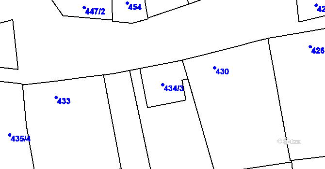 Parcela st. 434/3 v KÚ Charváty, Katastrální mapa