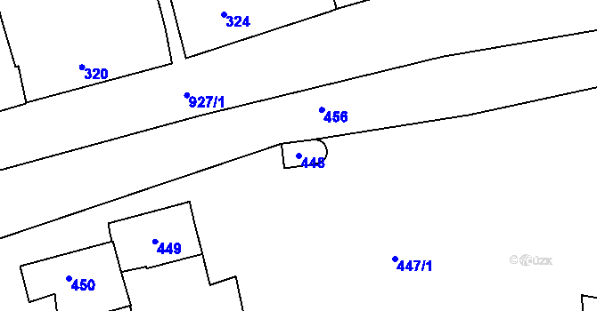 Parcela st. 448 v KÚ Charváty, Katastrální mapa