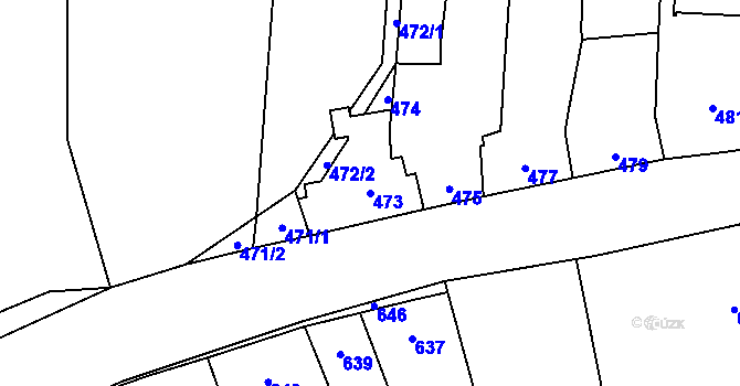 Parcela st. 473 v KÚ Charváty, Katastrální mapa