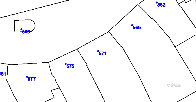 Parcela st. 571 v KÚ Charváty, Katastrální mapa