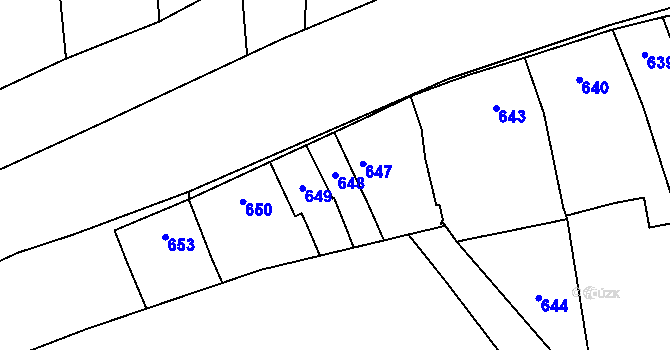 Parcela st. 648 v KÚ Charváty, Katastrální mapa