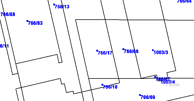 Parcela st. 756/17 v KÚ Charváty, Katastrální mapa