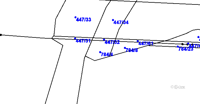 Parcela st. 784/4 v KÚ Charváty, Katastrální mapa