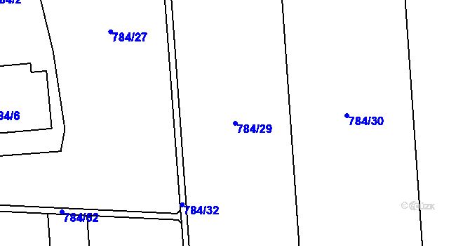 Parcela st. 784/29 v KÚ Charváty, Katastrální mapa