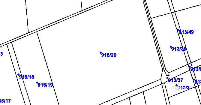 Parcela st. 916/20 v KÚ Charváty, Katastrální mapa