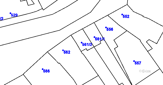 Parcela st. 561/2 v KÚ Charváty, Katastrální mapa