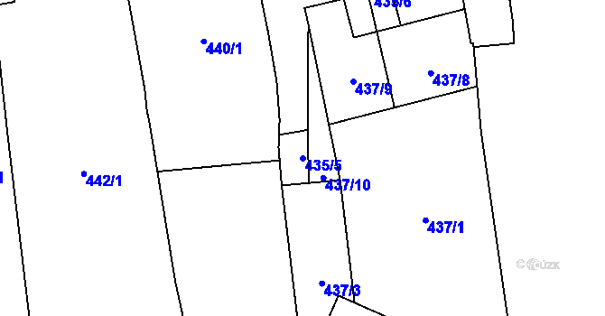 Parcela st. 435/5 v KÚ Charváty, Katastrální mapa