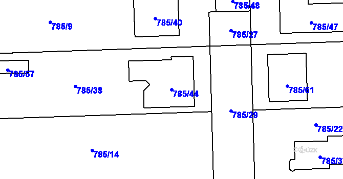 Parcela st. 785/44 v KÚ Charváty, Katastrální mapa