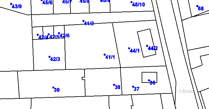 Parcela st. 41/1 v KÚ Charváty, Katastrální mapa