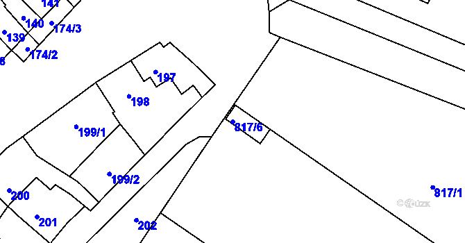 Parcela st. 817/6 v KÚ Charváty, Katastrální mapa