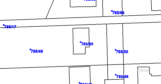Parcela st. 785/60 v KÚ Charváty, Katastrální mapa