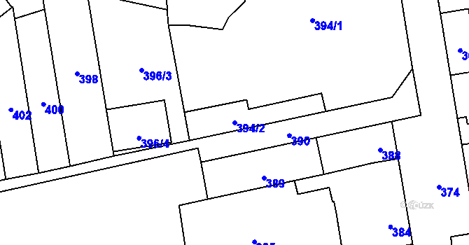 Parcela st. 394/2 v KÚ Charváty, Katastrální mapa
