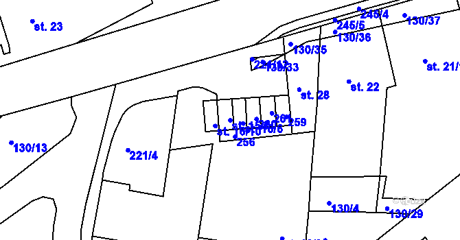 Parcela st. 15/7 v KÚ Chbany, Katastrální mapa