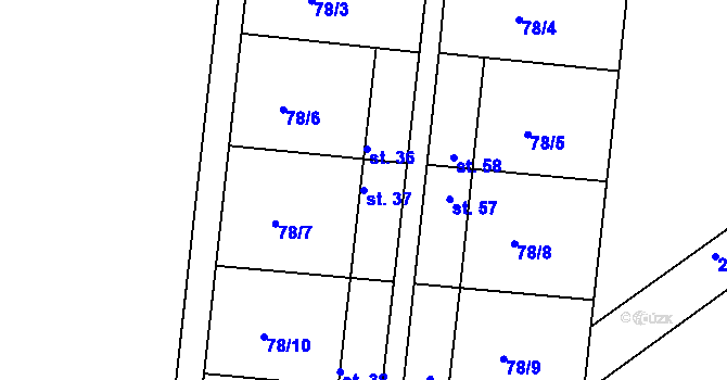 Parcela st. 37 v KÚ Chbany, Katastrální mapa