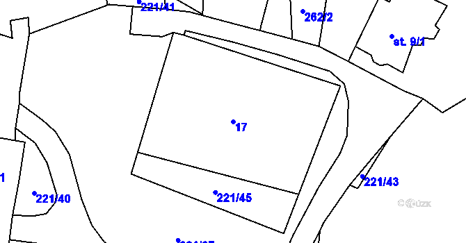 Parcela st. 17 v KÚ Chbany, Katastrální mapa