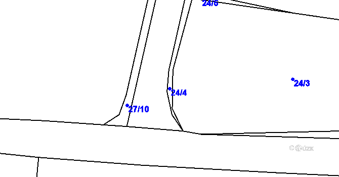 Parcela st. 24/4 v KÚ Chbany, Katastrální mapa