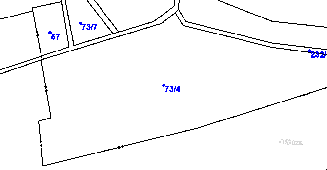 Parcela st. 73/4 v KÚ Chbany, Katastrální mapa