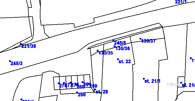 Parcela st. 130/35 v KÚ Chbany, Katastrální mapa