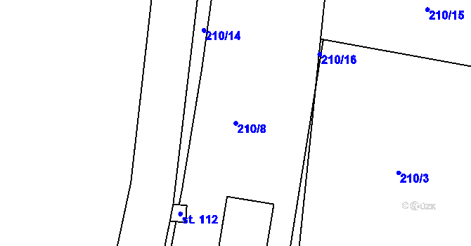 Parcela st. 210/8 v KÚ Chbany, Katastrální mapa