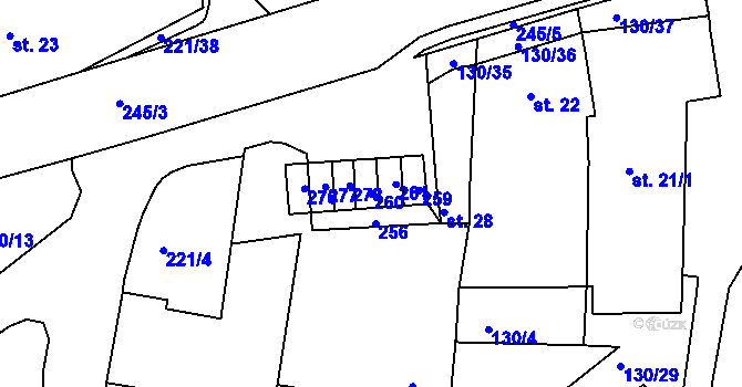 Parcela st. 260 v KÚ Chbany, Katastrální mapa