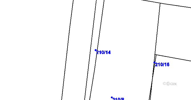 Parcela st. 210/14 v KÚ Chbany, Katastrální mapa