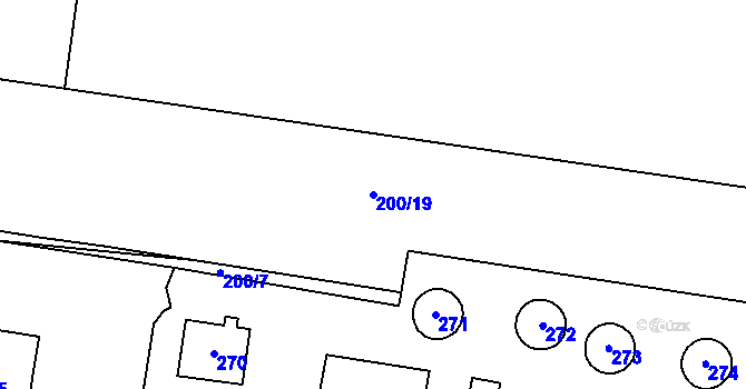 Parcela st. 200/19 v KÚ Chbany, Katastrální mapa
