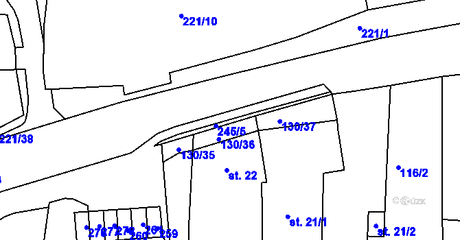 Parcela st. 245/4 v KÚ Chbany, Katastrální mapa