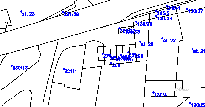 Parcela st. 276 v KÚ Chbany, Katastrální mapa