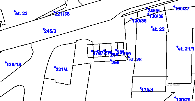Parcela st. 277 v KÚ Chbany, Katastrální mapa