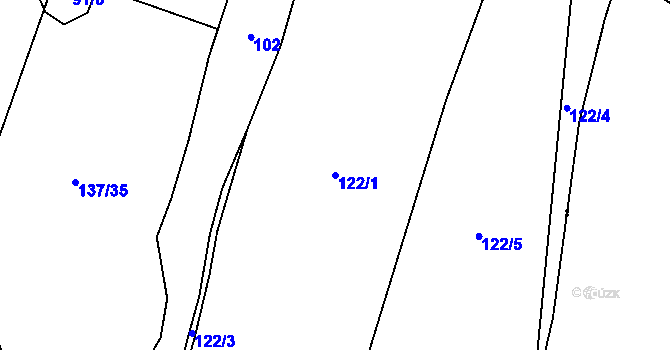 Parcela st. 122/1 v KÚ Soběsuky nad Ohří, Katastrální mapa