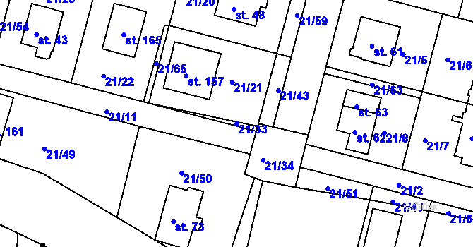 Parcela st. 21/33 v KÚ Vadkovice, Katastrální mapa
