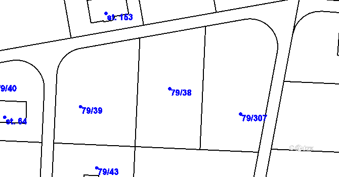 Parcela st. 79/38 v KÚ Vadkovice, Katastrální mapa