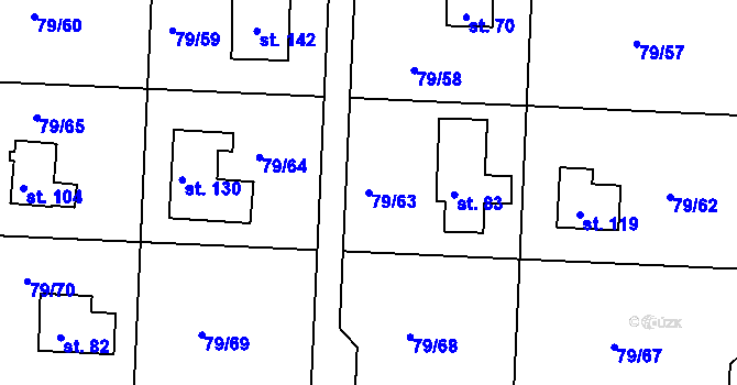 Parcela st. 79/63 v KÚ Vadkovice, Katastrální mapa