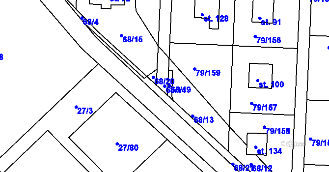 Parcela st. 68/14 v KÚ Vadkovice, Katastrální mapa