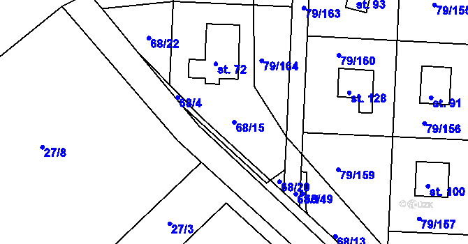 Parcela st. 68/15 v KÚ Vadkovice, Katastrální mapa