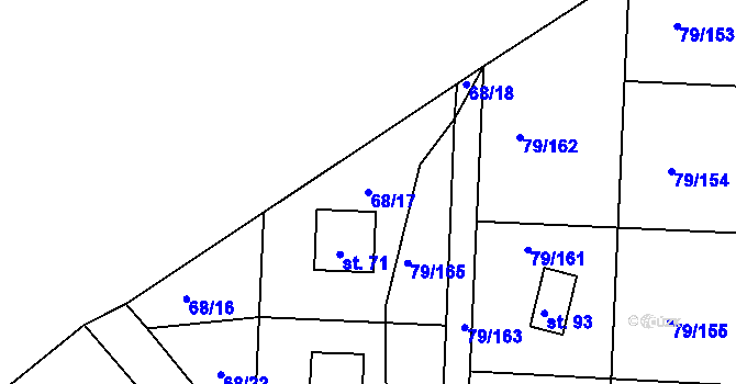 Parcela st. 68/17 v KÚ Vadkovice, Katastrální mapa