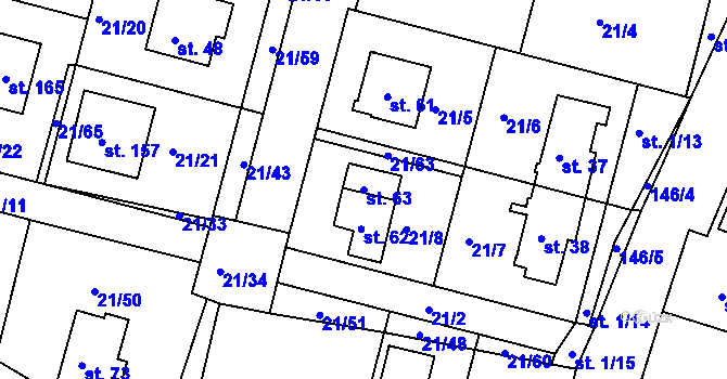 Parcela st. 63 v KÚ Vadkovice, Katastrální mapa