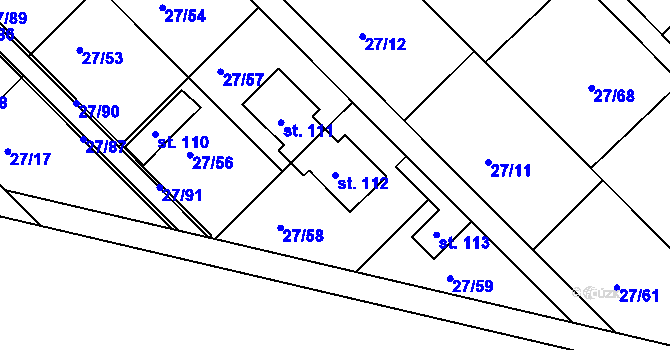 Parcela st. 112 v KÚ Vadkovice, Katastrální mapa