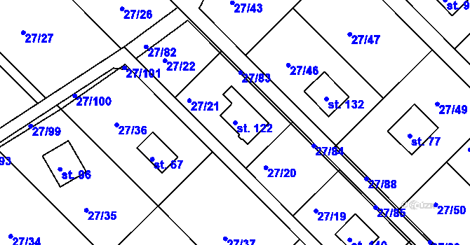 Parcela st. 122 v KÚ Vadkovice, Katastrální mapa
